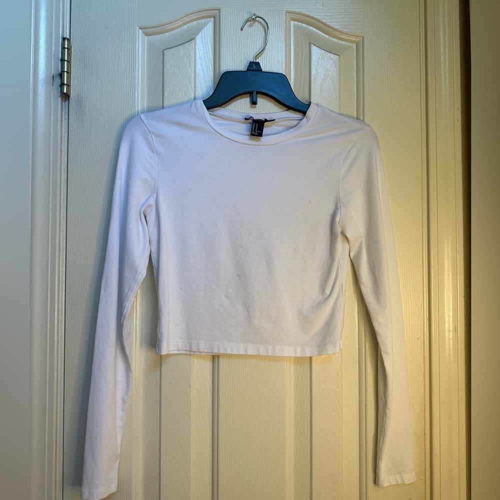 White Tight Fitted Long Sleeve